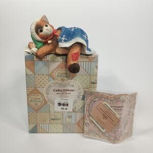 Calico Kittens Shelf Sitter Kitten With Blanket Holiday Cat Figure Enesco 275964